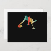 Carte Postale Curling Silhouette des joueurs de curling glissant (Devant / Derrière)