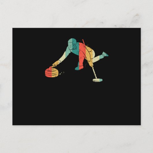 Carte Postale Curling Silhouette des joueurs de curling glissant (Devant)