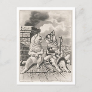 Carte Postale Currier & Ives Cat Serenade