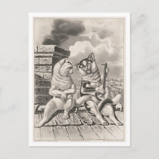 Carte Postale Currier & Ives Cat Serenade (Devant)