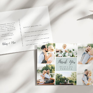 Carte Postale Cursif Mariage Photo Collage Merci