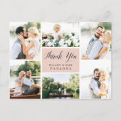 Carte Postale Cursif | Mariage Photo Collage Merci (Devant)