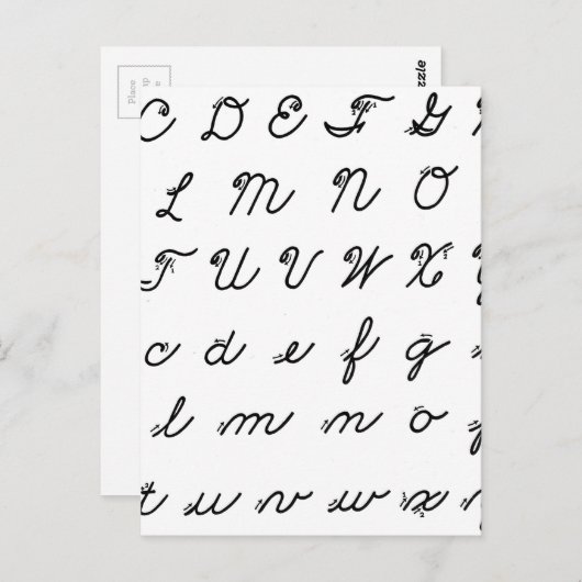 Carte Postale cursive main chart (Devant / Derrière)