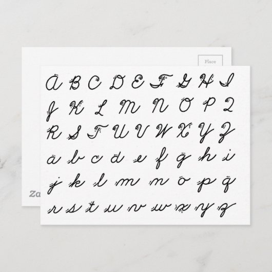 Carte Postale cursive main chart (Devant / Derrière)