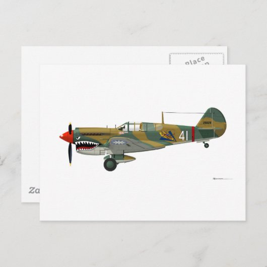 Carte Postale Curtiss P-40 Warhawk (Devant / Derrière)