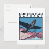 Carte Postale Curtiss P-40 Warhawk | WW2 Plane (Devant / Derrière)