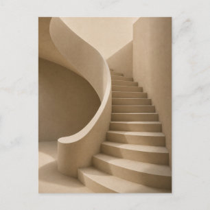 Carte Postale Curved Staircase Minimalist Beige Postcard