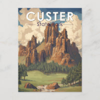 Custer State Park South Dakota Travel Art Vintage