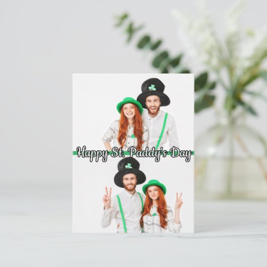 Carte Postale Custom 2-photos St Patrick's Day Shamrock irlandai (Debout devant)
