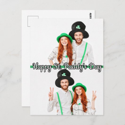 Carte Postale Custom 2-photos St Patrick's Day Shamrock irlandai (Devant / Derrière)