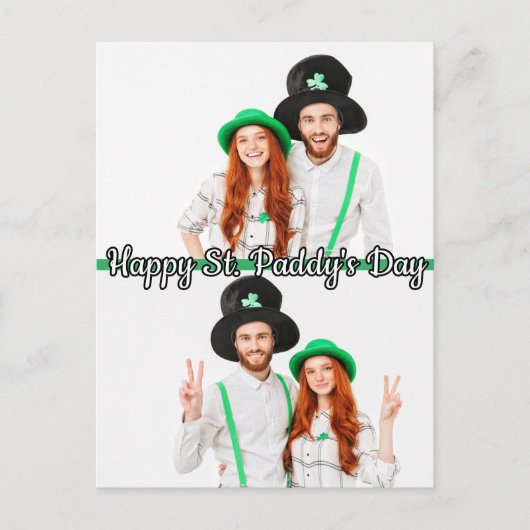 Carte Postale Custom 2-photos St Patrick's Day Shamrock irlandai (Devant)