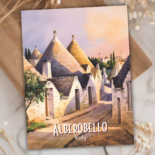 Carte Postale Custom Alberobello Trulli House Watercolor Travel