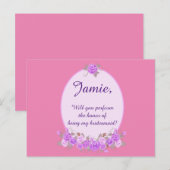 Carte Postale Custom Be my bridesmaid purple invitation florale (Devant / Derrière)