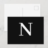Carte Postale Custom Black Modern Alphabet Initial Design (Devant / Derrière)