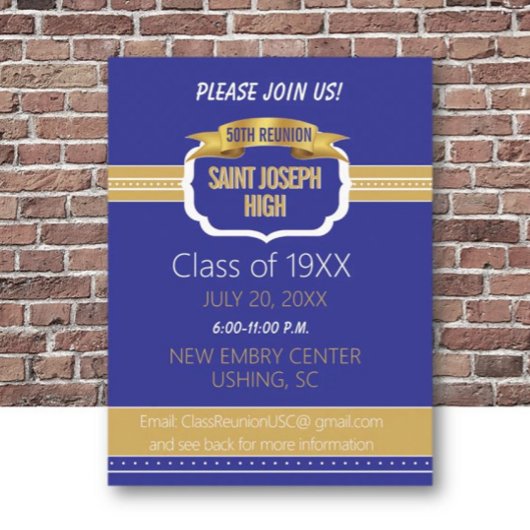 Carte Postale Custom Blue 50th Class Reunion Invite