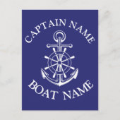 Carte Postale Custom boat captain name navy Postcard (Devant)