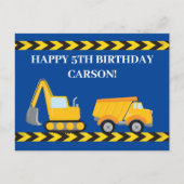 Carte Postale Custom Boys Construction Camion Bleu Joyeux annive (Devant)