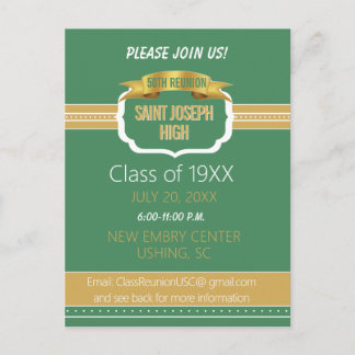 Carte Postale Custom Green 50th Class Reunion Invite