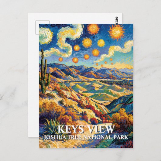 Carte Postale Custom Joshua Tree Keys View Van Gogh Landscape (Devant / Derrière)