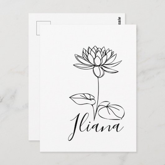 Carte Postale Custom Juillet Eau Lily Cadeau Fleur de naissance (Devant / Derrière)