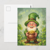 Carte Postale Custom Leprechaun Gnome Happy St. Patrick's Day  (Devant / Derrière)