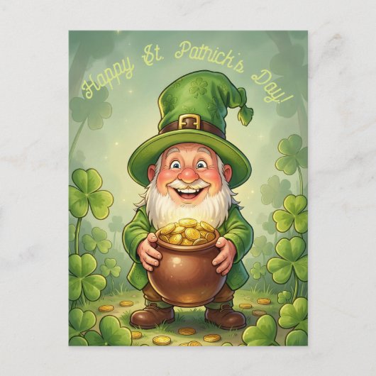 Carte Postale Custom Leprechaun Gnome Happy St. Patrick's Day  (Devant)