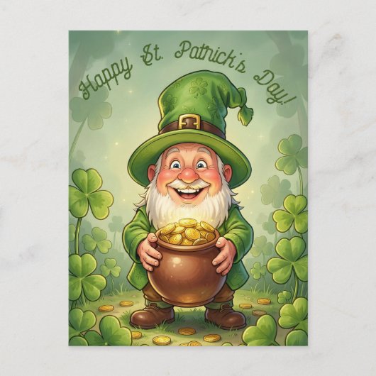 Carte Postale Custom Leprechaun Gnome Happy St. Patrick's Day  (Devant)
