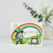 Carte Postale Custom Leprechaun Gnome St. Patrick's Day Shamrock (Debout devant)
