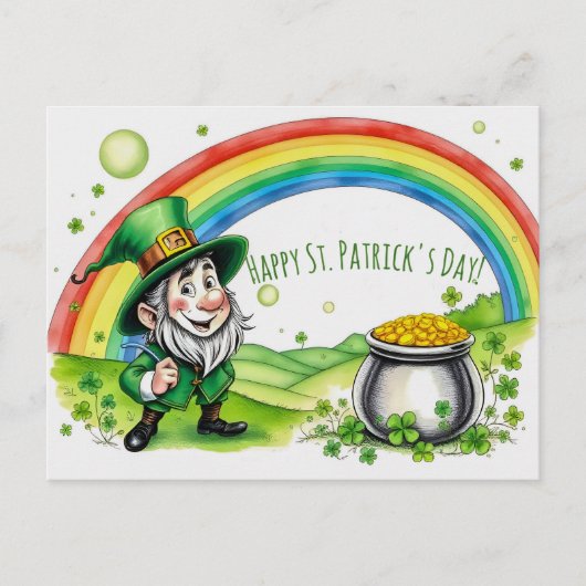 Carte Postale Custom Leprechaun Gnome St. Patrick's Day Shamrock (Devant)
