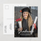 Carte Postale Custom Modern Vertical Photo Graduation Invitation (Devant / Derrière)