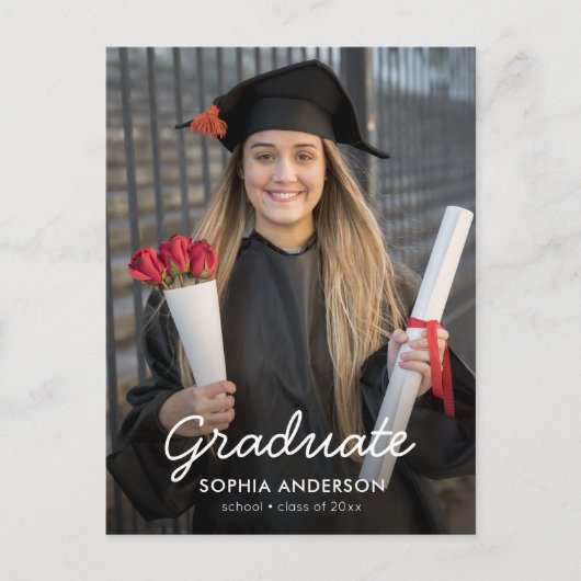 Carte Postale Custom Modern Vertical Photo Graduation Invitation (Devant)