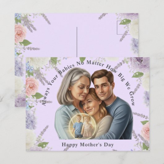 Carte Postale Custom Mother's day photo Always your babies (Devant / Derrière)