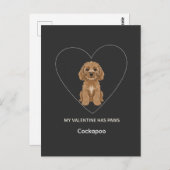 Carte Postale Custom My Valentine Has Paws Cockapoo Dog Lover (Devant / Derrière)