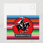 Carte Postale CUSTOM NAME Charro Horse Spanish Mexican Serape (Devant / Derrière)
