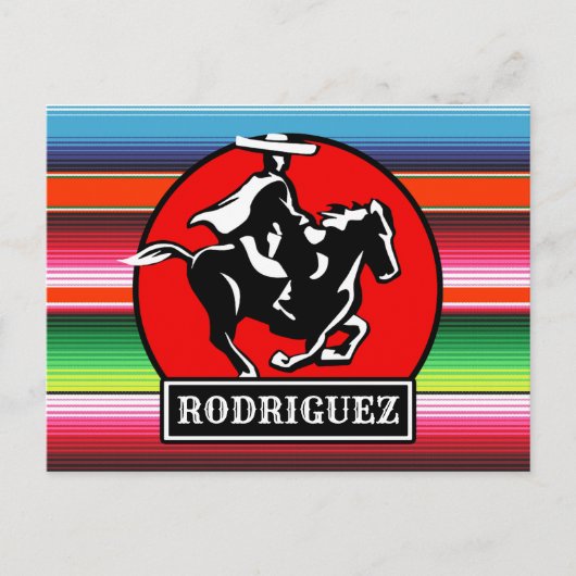 Carte Postale CUSTOM NAME Charro Horse Spanish Mexican Serape (Devant)