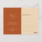 Carte Postale Custom Photo terracotta script signature thank you (Dos)