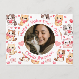 Carte Postale Custom Photo Valentine’s Day Cat Lover Postcard