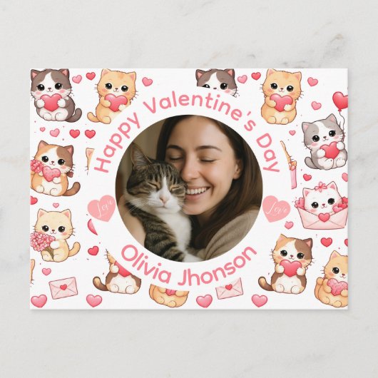 Carte Postale Custom Photo Valentine’s Day Cat Lover Postcard (Devant)