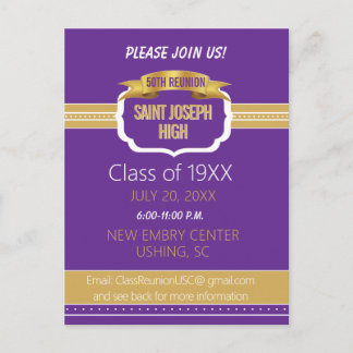 Carte Postale Custom Purple 50th Class Reunion Invite