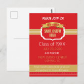 Carte Postale Custom Red 50th Class Reunion Invite (Devant / Derrière)