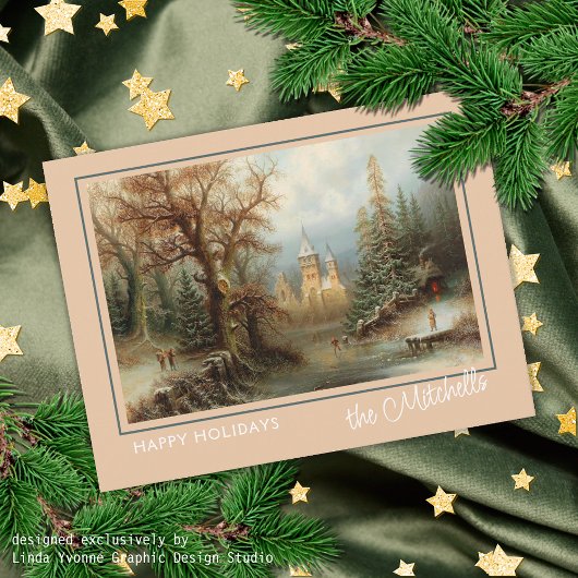 Carte Postale Custom Winter Wonderland Paysage peinture d'art