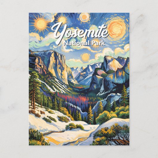 Carte Postale Custom Yosemite Tunnel View Winter Van Gogh Style (Devant)