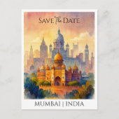 Carte Postale Customisé Enregistrer la date Mumbai India Aquarel (Devant)