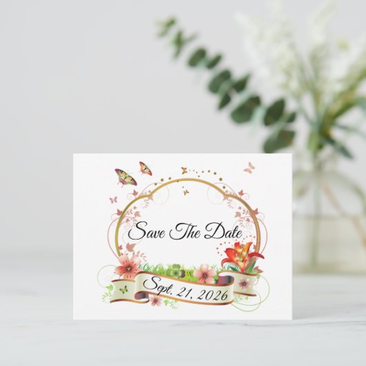 Carte Postale Customized Elegant Save The Date (Debout devant)
