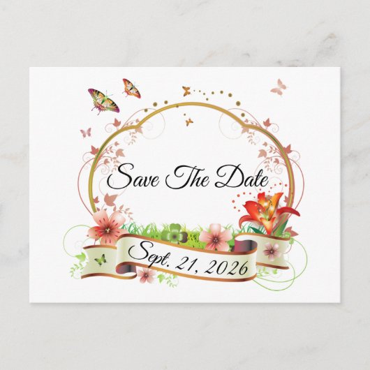 Carte Postale Customized Elegant Save The Date (Devant)