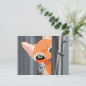 CARTE POSTALE CUT GINGER RED CHAT PEEKING ART POSTCARD (Debout devant)