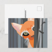 CARTE POSTALE CUT GINGER RED CHAT PEEKING ART POSTCARD (Devant / Derrière)
