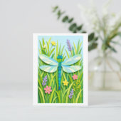 Carte Postale Cut Paper Collage-Style Dragonfly (Debout devant)