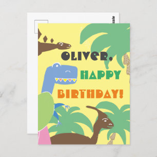 Carte Postale Cute Abstrait Jurrasic Dino Dinosaur Anniversaire 