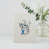 Carte Postale Cute adorable drôle d'yeux bleus tendance chaton (Debout devant)